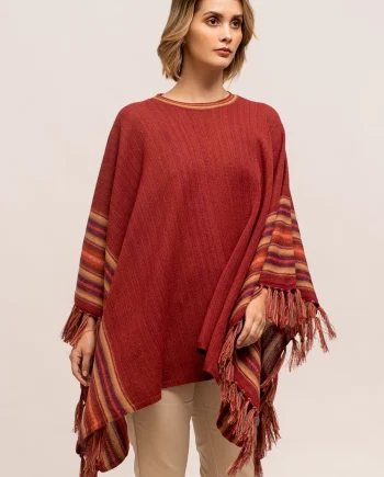 Eliana Brick Red Poncho